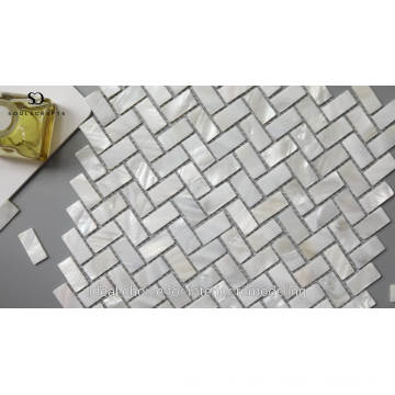 Hot-sale Natural White Herringbone Mosaic Tile Mother of Pearl Shell